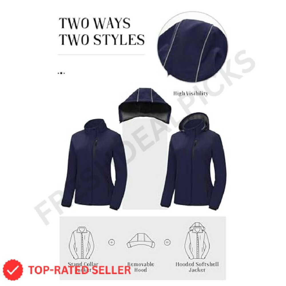 Lightweight Fleece Lined Softshell Jacket Waterpr… - image 4
